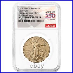 2026-W Enhanced Uncirculated $50 American Gold Eagle NGC MS70 FDI American