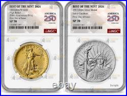 2026 W Saint Gaudens Gold Coin & Silver Medal Set NGC SP70 First Day Issue FDI