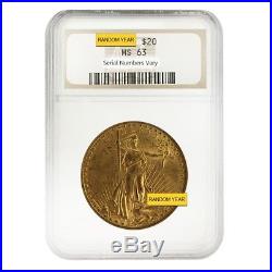 $20 Gold Double Eagle Saint Gaudens NGC/PCGS MS 63 (Random Year)