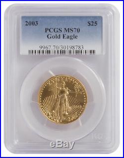 $25 1/2oz American Gold Eagle MS70 PCGS or NGC (Random Date)