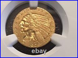 2 1/2 dollar gold coin 1908 NGC Ms 62 unc. Nice original priced to sell