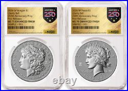 2 Coin Set 2026 Morgan Peace Enhanced 250th Privy NGC MS70 FR Gold Pre-Sale