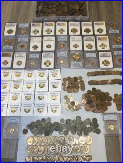 50+ Old Coins Set- With Real 24K Gold, PCGS/NGC Coin, Proof, 100+ Year Old Coin