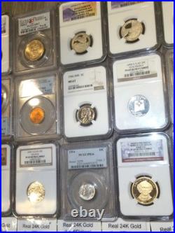 50+ Old Coins Set- With Real 24K Gold, PCGS/NGC Coin, Proof, 100+ Year Old Coin