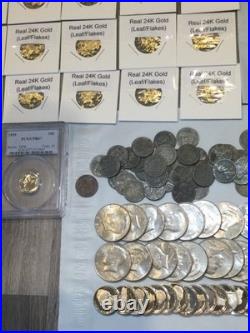 50+ Old Coins Set- With Real 24K Gold, PCGS/NGC Coin, Proof, 100+ Year Old Coin