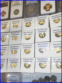 50+ Old Coins Set- With Real 24K Gold, PCGS/NGC Coin, Proof, 100+ Year Old Coin