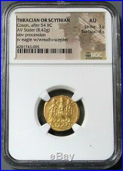 54 Bc. Gold Ancient Thracian Stater Coson Coin Ngc Choice About Unc 3/4