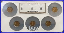 5-Gold Indian $2.5 Short Set (1925-D, 1926, 1927, 1928. 1929) NGC MS62 5-Gold Indian $2.5 Short Set (1925-D, 1926, 1927, 1928. 1929) NGC MS62