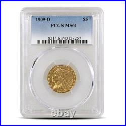 $5 Indian Gold Half Eagle Coin (MS61, Random) $5 Indian Gold Half Eagle Coin (MS61, Random)