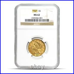 $5 Liberty Gold Half Eagle Coin (MS62, NGC or PCGS)