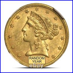 $5 Liberty Gold Half Eagle Coin (MS62, NGC or PCGS)