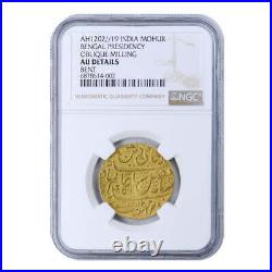 AH1202/19 India Gold Mohur Bengal Presidency Oblique Milling NGC AU Details