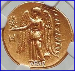 ALEXANDER III the GREAT 323BC Gold Stater Authentic Ancient Greek Coin NGC Ch AU