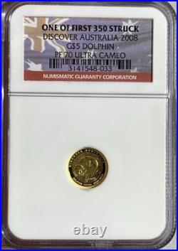 AUSTRALIA $5 GOLD COIN 1/25 oz FIRST STRUCK NGC PF70 ULCA, PROOF CAMEO