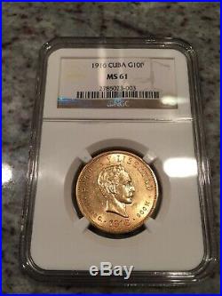 Absolutely Stunning & Rare US Minted 1916 Golden 10 Pesos 1/2 Oz Coin