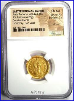 Aelia Eudocia AV Solidus Gold Coin 423-460 AD Certified NGC Choice AU Rare