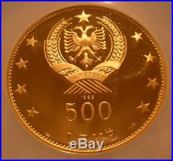 Albania 1969 Gold 500 Leke NGC PF-67UC Prince Skanderbeg Mintage 200