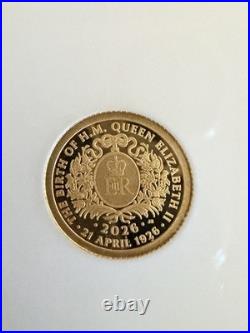 Alderney 2026 £5.5 Gram Gold Queen Elizabeth II 100th Anniv Birth NGC PF69 UC