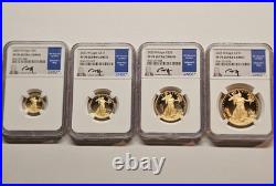 American GOLD Eagle 4 Coin Set PF 70 Ed Moy Signature in Assay $5 $10 $25 $50