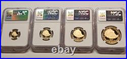American GOLD Eagle 4 Coin Set PF 70 Ed Moy Signature in Assay $5 $10 $25 $50