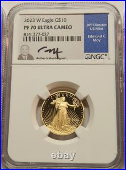 American GOLD Eagle 4 Coin Set PF 70 Ed Moy Signature in Assay $5 $10 $25 $50