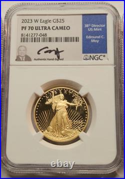 American GOLD Eagle 4 Coin Set PF 70 Ed Moy Signature in Assay $5 $10 $25 $50