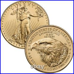 American Gold Eagle 1/2 oz $25 NGC MS70 Random Date and Label