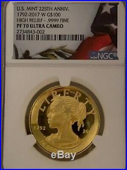 American Liberty 2017-W High Relief Gold Coin PF70 NGC Ultra Cameo
