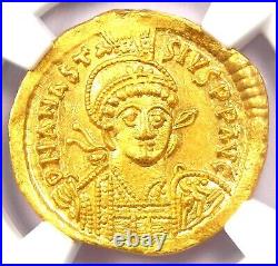 Anastasius I AV Solidus Gold Byzantine Coin 491-518 AD Certified NGC Choice AU