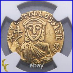 Ancient Byzantine Empire 829-842 AD Theophilius Gold Solidus Coin NGC Choice VF