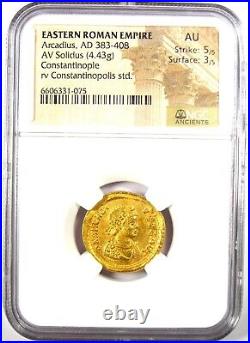 Arcadius AV Solidus Gold Ancient Roman Gold Coin 383-408 AD Certified NGC AU