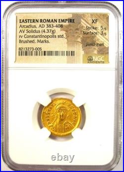 Arcadius AV Solidus Gold Roman Coin 383-408 AD Certified NGC XF (EF)