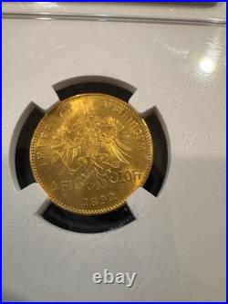 Austria 10 Florin Gold Coin 1892 NGC MS 67 Restrike Uncirculated