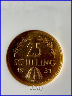 Austria 1931 Gold 25 Schilling NGC MS-64