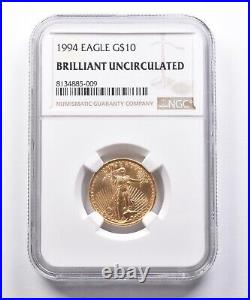 BU 1994 $10 American Gold Eagle 1/4 Oz Gold NGC 4955