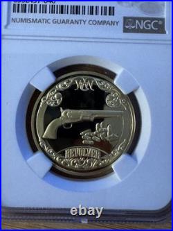 Barbados 2024 S$1 Wild West Revolver Gold Proof Coin NGC PF 70 Ultra Cameo