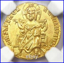 Basil I and Constantine AV Solidus Gold Coin 868-886 AD Certified NGC AU
