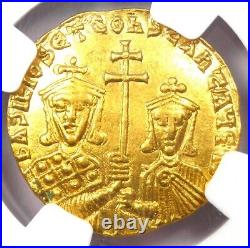 Basil I and Constantine AV Solidus Gold Coin 868 AD Certified NGC Choice XF (EF)