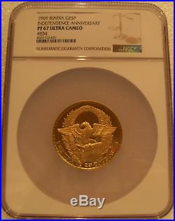 Biafra 1969 Gold 25 Pounds NGC PF-67UC Independence Anniversary