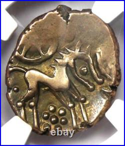 Britain Iceni AV Stater Gold Flower Horse Coin 20 BC 10 AD NGC Choice VF
