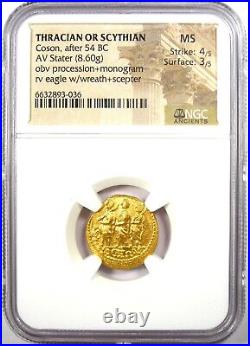 Brutus Coson Gold AV Stater Roman Coin 54 BC Certified NGC MS (UNC) Brutus Coson Gold AV Stater Roman Coin 54 BC Certified NGC MS (UNC)