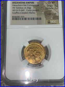 Byzantine Empire Heraclius with Heraclius Constantine AD613-641 (NGC Certified)