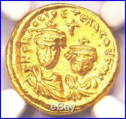 Byzantine Heraclius Constantine AV Solidus Gold Coin 613-641 AD NGC Choice AU
