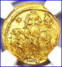 Byzantine Heraclonas & Heraclius AV Solidus Gold Coin 632-641 AD NGC MS (UNC)