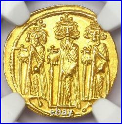 Byzantine Heraclonas Heraclius AV Solidus Gold Coin 632-641 AD NGC MS (UNC)