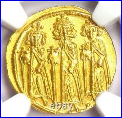 Byzantine Heraclonas Heraclius AV Solidus Gold Coin 632-641 AD NGC MS (UNC)