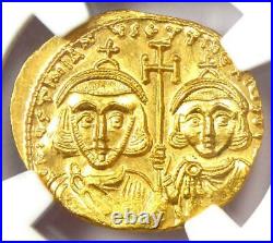 Byzantine Justinian II AV Solidus Christ Gold Coin 705-711 AD NGC MS (UNC)