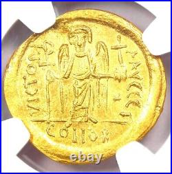 Byzantine Justinian I AV Solidus Gold Coin 527-565 AD NGC MS (UNC)