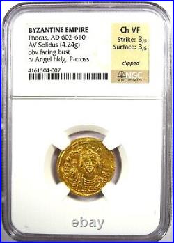 Byzantine Phocas AV Solidus Gold Angel Coin 602-610 AD Certified NGC Choice VF
