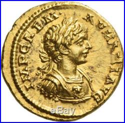 CARACALLA Authentic Ancient 198AD NGC Certified Choice MS Gold Aureus Coin